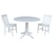 International Concepts Round 42, Round Top Pedestal Table with 2 Chairs, White, 42 in W, 42 in L, 30.3 in H, Wood, White K08-42DPT-27B-C61-2 - alternate 1